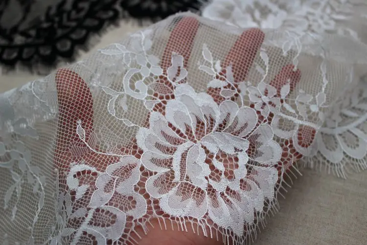 1шт = 3 ярда 3 ярда/лот 22см сетчатая кружевная отделка с цветочным узором черного и белого цвета для юбки, платья, одежды из заплаток материала X370.