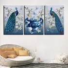 Холст Картины Гостиная домашний настенный художественный декор, комплект из 3 предметов павлин цветок Орхидея изображения HD печатает плакат с бабочками рамки