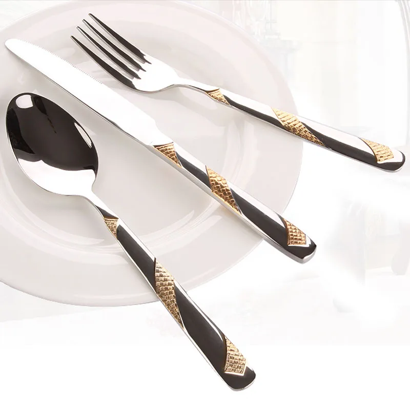 3 шт. набор посуды из нержавеющей стали для золотых вечеринок с круглой ручкой