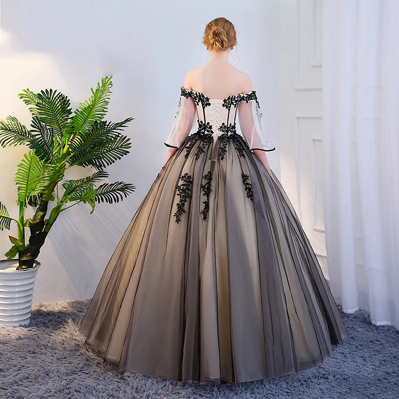He's Bride Luxury Boat Neck Flare Sleeves Lace Up Back Floor-Length Ball Gown Sexy Wedding Dresses Custom Bridal Dress | Свадьбы и
