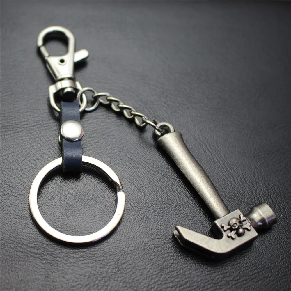 Vintage Ancient Silver Hammer Of The Pirate Symbol Keychain Leather Key Chain Car Holder Keyring Bag Hang Charms Pendant | Украшения и