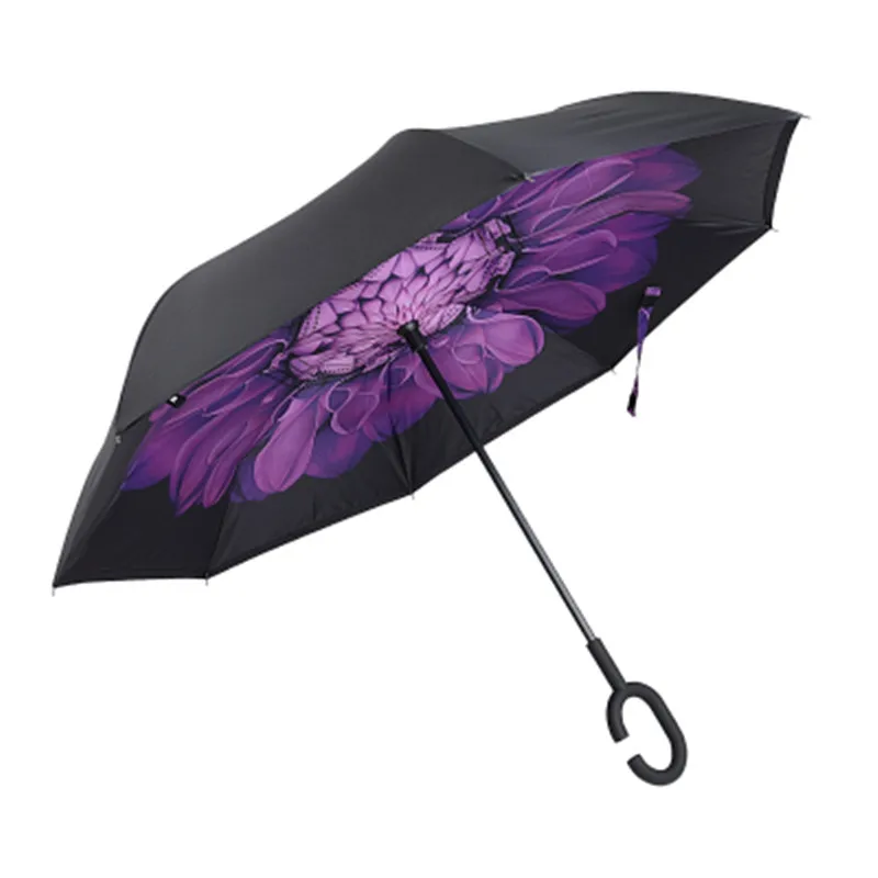 Ветрозащитный обратный складной зонтик двойной Слои перевернутый