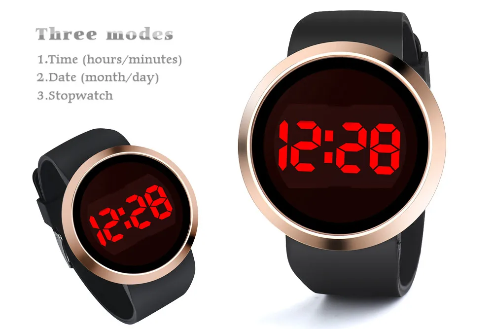 Модные водонепроницаемые мужские светодиодные наручные часы с сенсорным