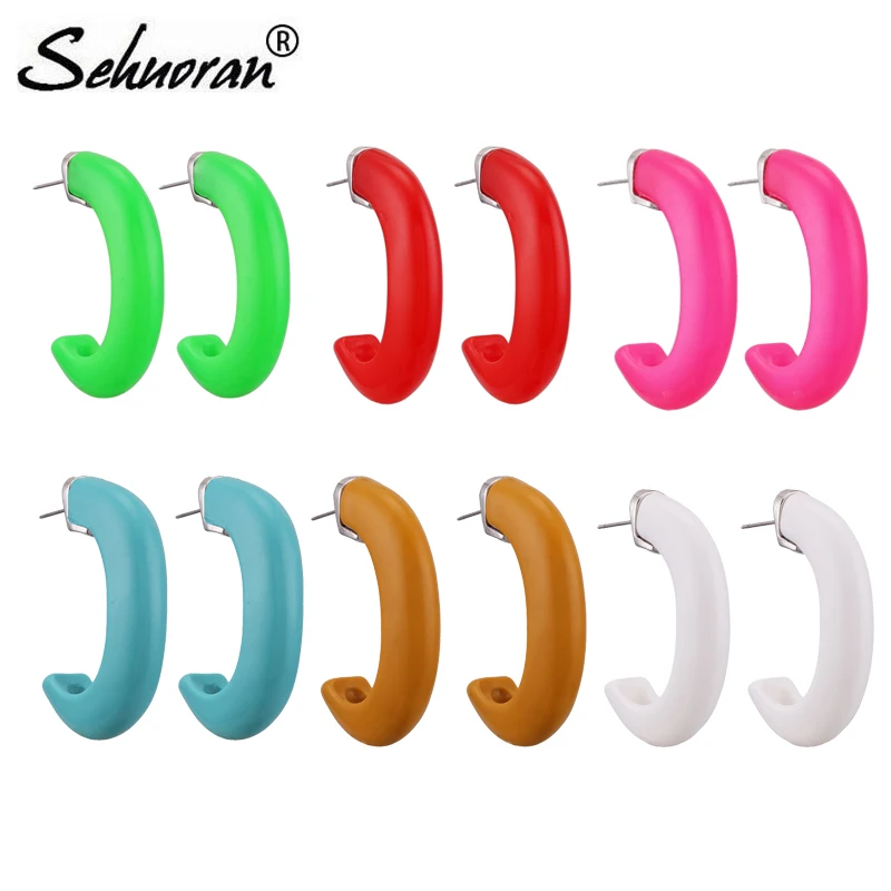 Sehouran Большой Смола Серьги гвоздики для женщины Новая коллекция Дизайн ювелирный