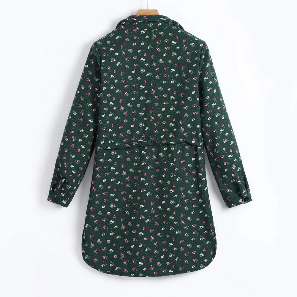 JAYCOSIN High Quality Women Cotton Linen Winter Warm Plus Velvet Coat Folk-Custom Green Print Outcoat Jacket | Женская одежда