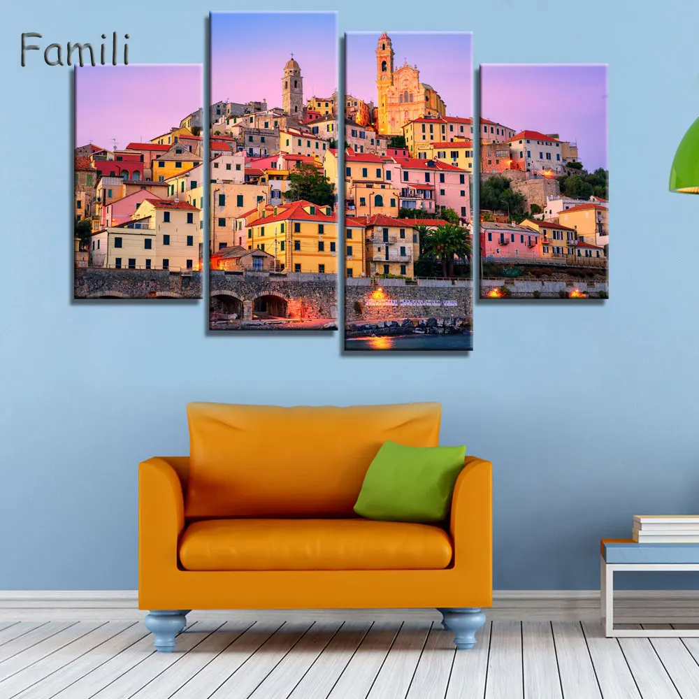 

4Piece Beautiful landscape In Italy Modern For Home Decor Paintings on Canvas Wall Art for Home Decorations Wall Decor Artwork