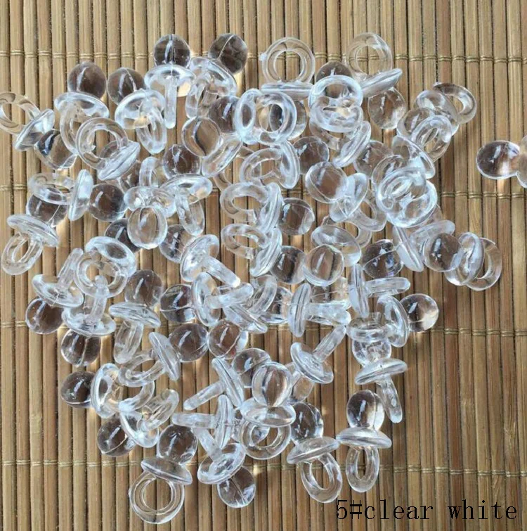 5 clear white Мини-Соска-пустышка с конфетти, Рассыпчатая бусинка для соски, Подарочная коробка, украшение для вечеринки в честь Дня рождения ребенка, украшение стола, сделай сам, Wh - Цвет: 5 clear white