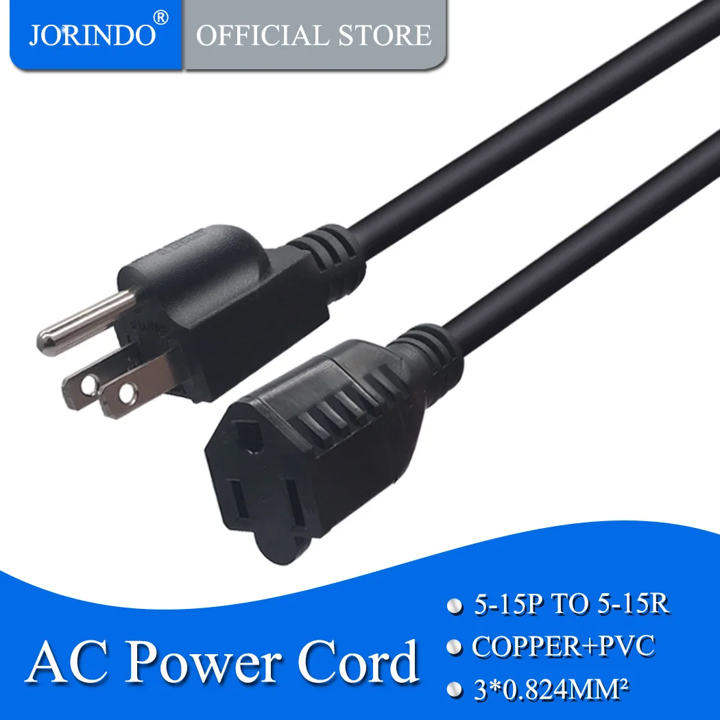 Удлинительный кабель JORINDO 1 м/3 фута NEMA 5 15P до 15R AC 3 prong США от male 15R|Электрические