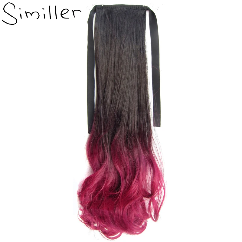 Similler длинный кудрявый накладной хвост 22 дюйма Омбре синтетические волосы для