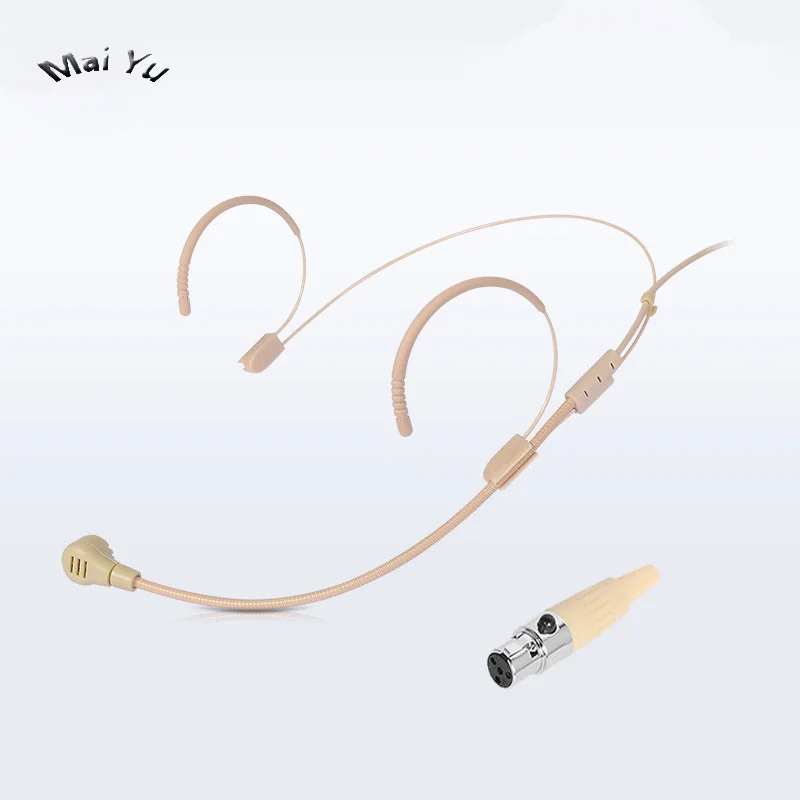 Mini XLR 4pin Хит, бежевый микрофон для гарнитуры, конденсаторный, проводной, показать передатчик, микрофон для Sennheiser, беспроводной, 3,5 мм, винтовой разъем, Microkone - Цвет: Mini XLR 4pin