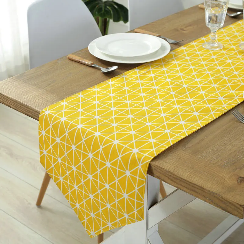 LEMOR Yellow Geometric Table Flag Modern Minimalist Desktop Cover Plaid Creative Cloth Tapete Decor Home Textile | Дом и сад