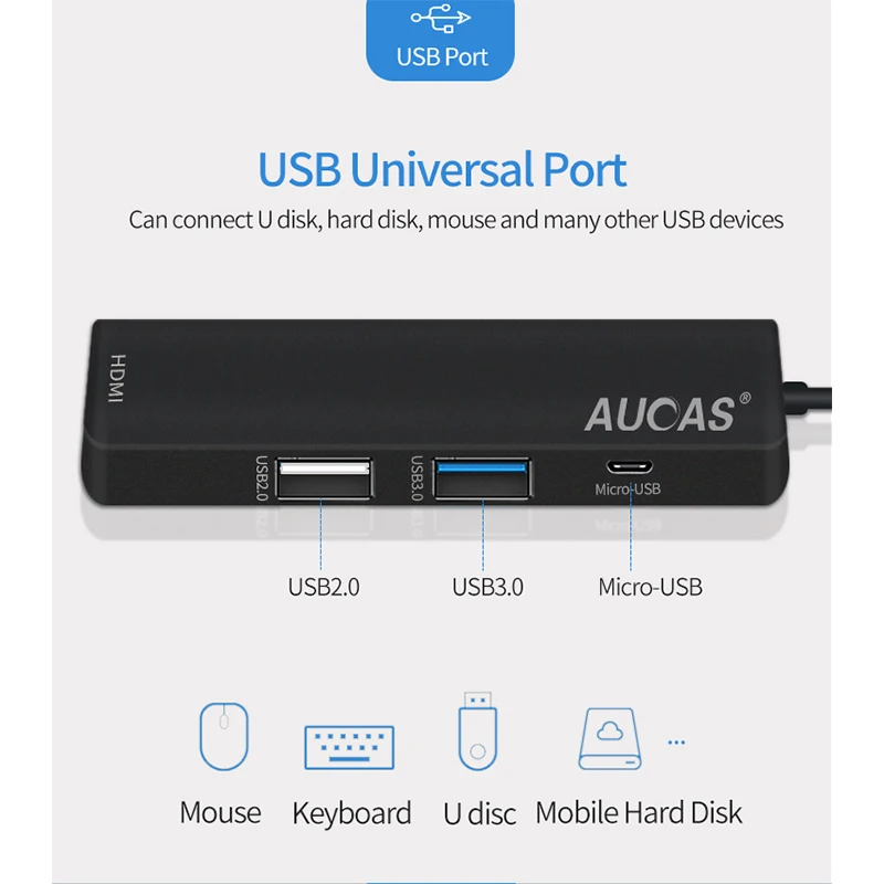 AUCAS 4 в 1 USB 3 0 адаптер типа C к HDMI usb хаб для MacBook Micro док конвертер аксессуары