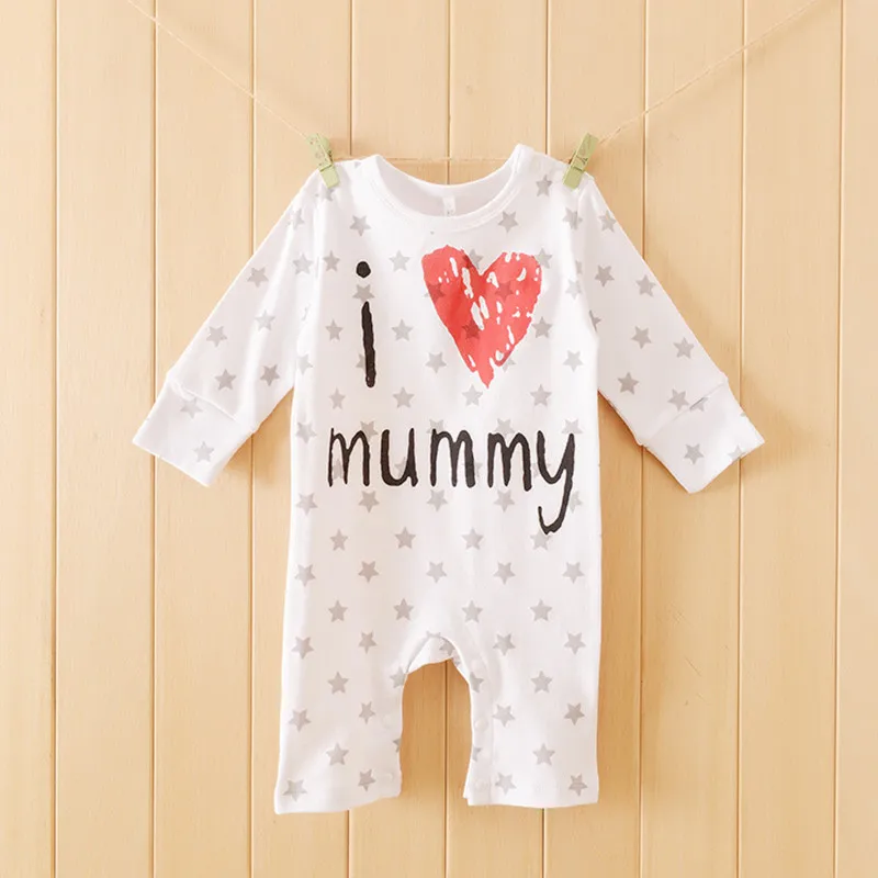 Милый для малышей с надписью I Love Mummy (Я люблю мамочку костюм рисунком &quotПисьма