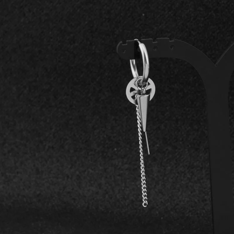 stud earring Серьги в стиле панк мужские одиночные Спайк из нержавеющей стали крест серьги-гвоздики ювелирные изделия для парней Рок Хип-хоп гранж-панк клипса для ушей унисекс - Окраска металла: stud earring