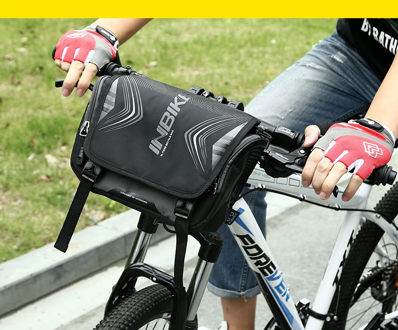 INBIKE, большая вместительность, Аксессуары для велосипеда, водонепроницаемая велосипедная сумка, сумка на руль, передняя Труба, сумка для велосипеда, карман на плечо, рюкзак, H-9
