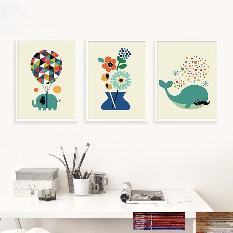 Картинки на холсте с изображением мультяшных животных для детской комнаты, постер для стены декора дома, милые аниме.