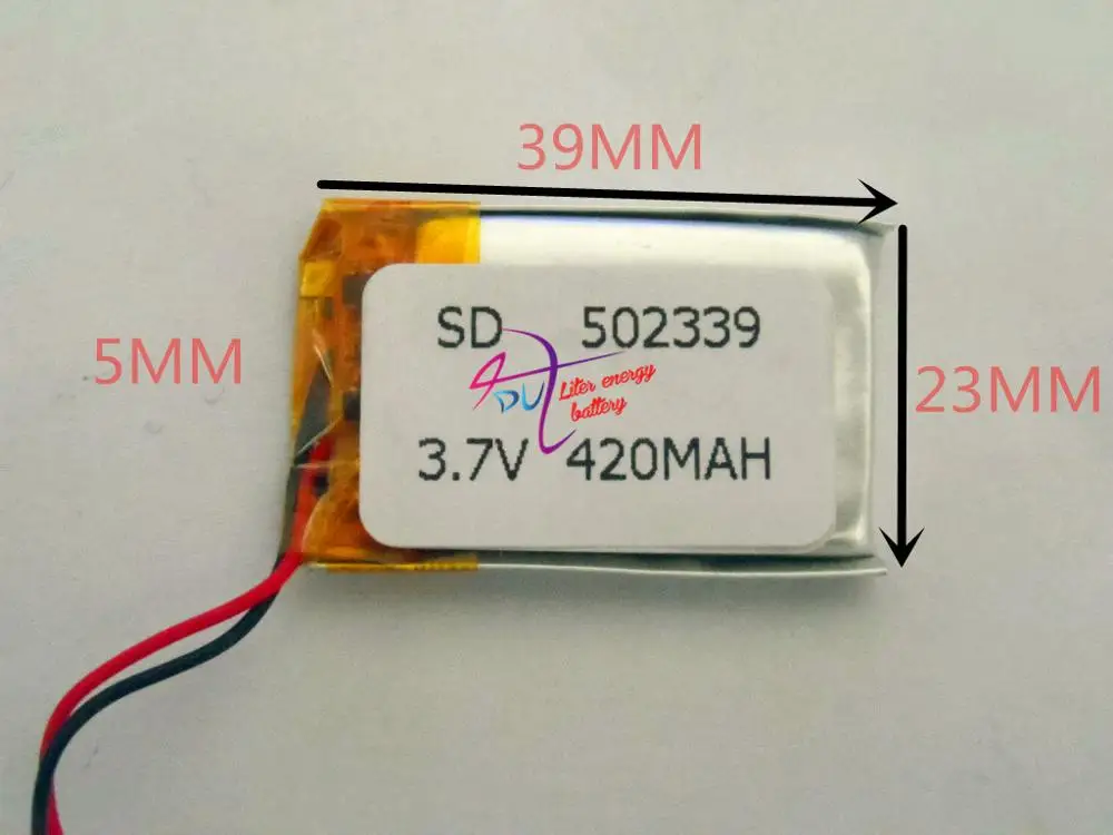 Размер батареи планшета 502339 3,7 V 420 mah литий-полимерная батарея с защитной платой для цифровых продуктов Bluetooth GSP