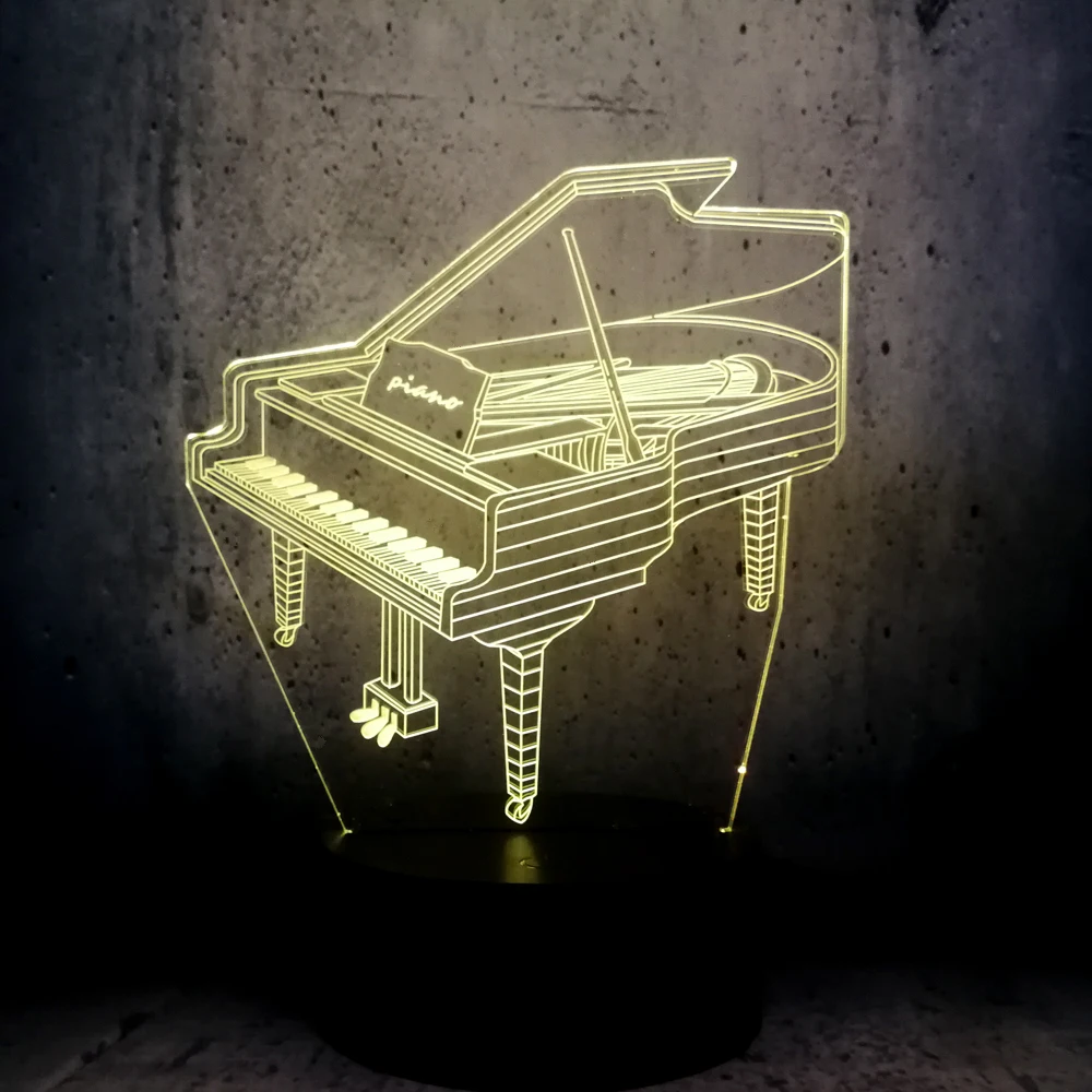 Музыкальный инструмент Ретро пианино 3D USB светодиодный светильник 7 цветов Лампа