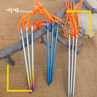 6pcsset tito titanium alloy tent peg titanium spike outdoor camping accessory tent stake diameter 5mm6mm tent accessory nail