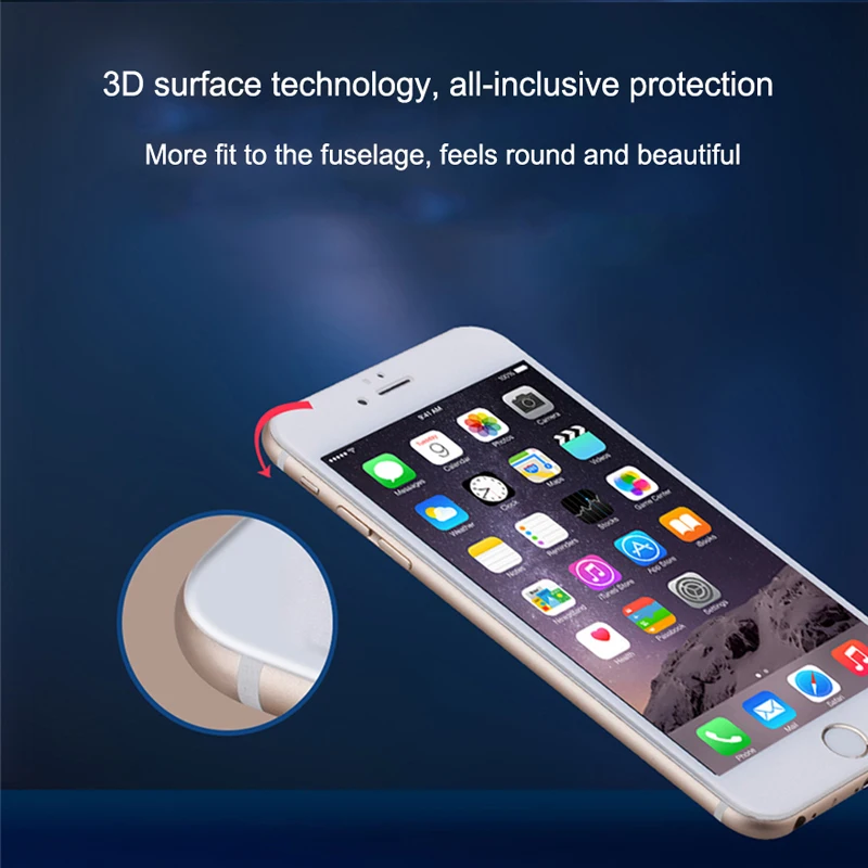 Закаленное стекло 7D для iPhone 7 6 8 Plus защитное из углеродного волокна X XS 6S с