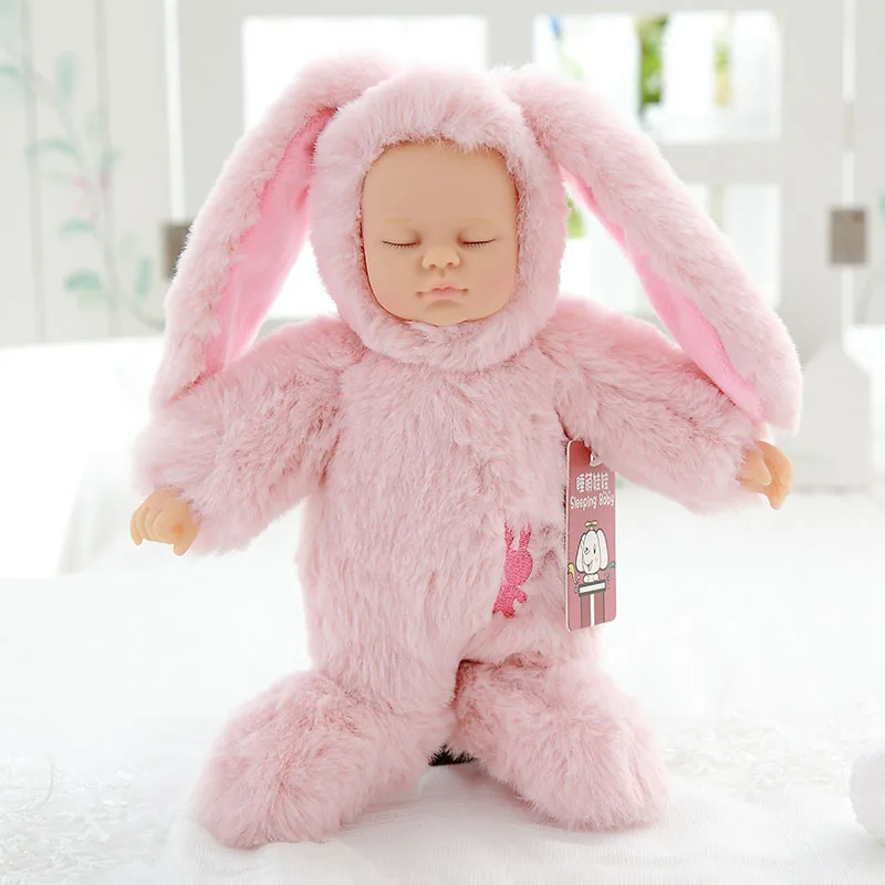Pink rabbit Kawaii спящие детские куклы, мягкие ПВХ плюшевые игрушки, высокое качество, Bjd bebe кукла, детские игрушки для девочек, подарок на день рождения, Рождество - Цвет: Pink rabbit