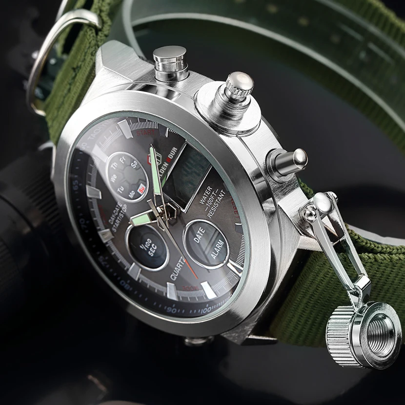Мужские спортивные часы Reloj Hombre GOLDENHOUR Автоматические цифровые парусиновые