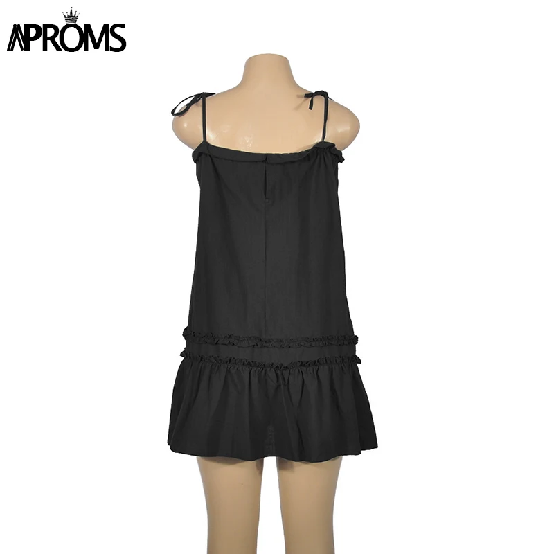 Aproms, элегантное, с оборками, на шнуровке, сексуальное, свободное, короткое платье, женские сарафаны, повседневное, летнее, без рукавов, Пляжное, обтягивающее мини-платье, Vestidos