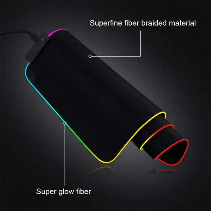 RGB цветное светодиодное освещение коврик для мыши Коврик для ПК ноутбук игровой@ JH