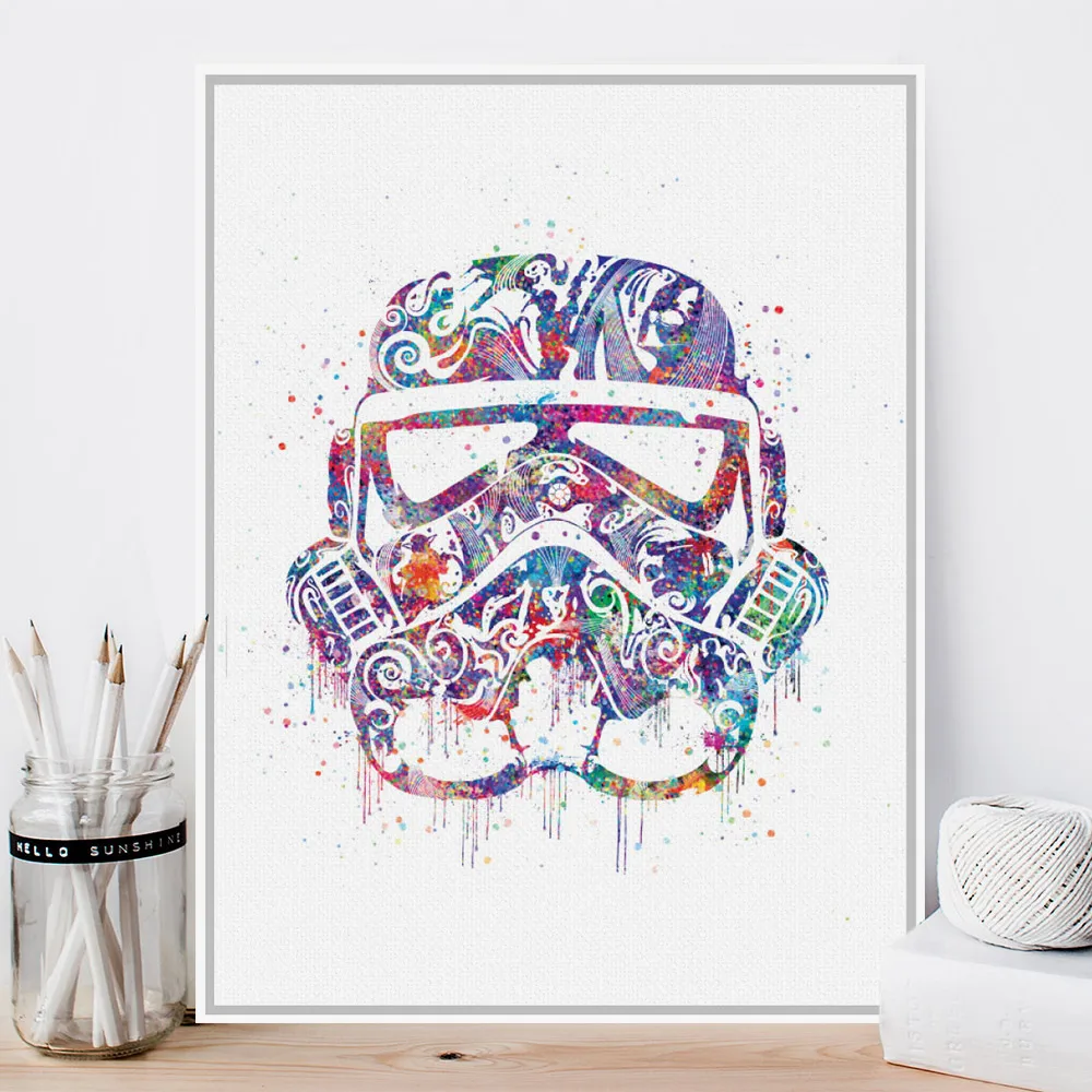 Black White Star Wars Trooper Helmet Mask A4 Pop Movie Art Print Poster Abstract Wall Picture Canvas Painting No Frame Home Deco | Дом и сад