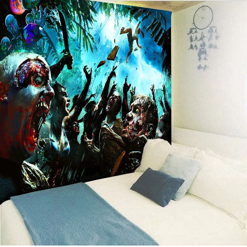 Настенный Гобелен для украшения дома настенный синий ковер забавные