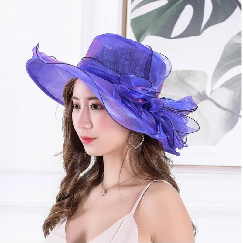 

BINGYUANHAOXUAN Ketucky Derby Hats Church Hats Large Wide Brim Gauze Hat For Women