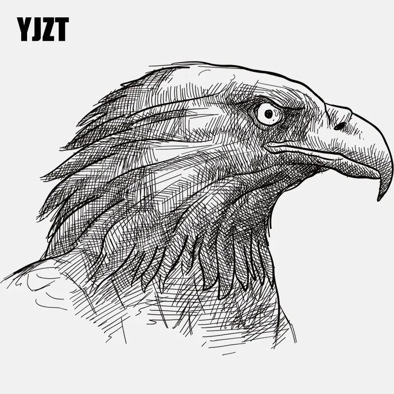 YJZT 14.5CM*10.8CM Stylish Hand Drawn Sharp-eyed Eagle PVC Motorcycle Car Sticker 11-01213
