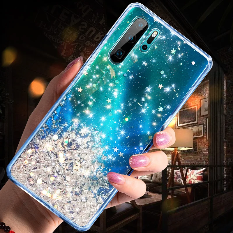 Роскошный силиконовый блестящий чехол для Huawei P30 pro ударопрочный из ТПУ с