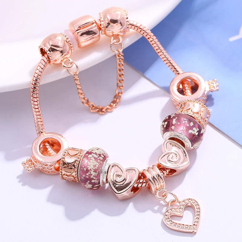 BAOPON Прямая поставка Европейский стиль брендовый браслет и розовое Золотое