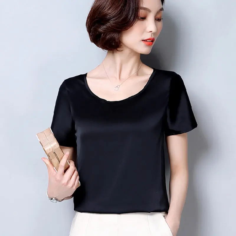 New Korea Fashion Blusas Mujer 2018 Summer Short Sleeve Plus Size Shirts Women Blouses Casual Wine Green Slik Tops Ladies | Женская