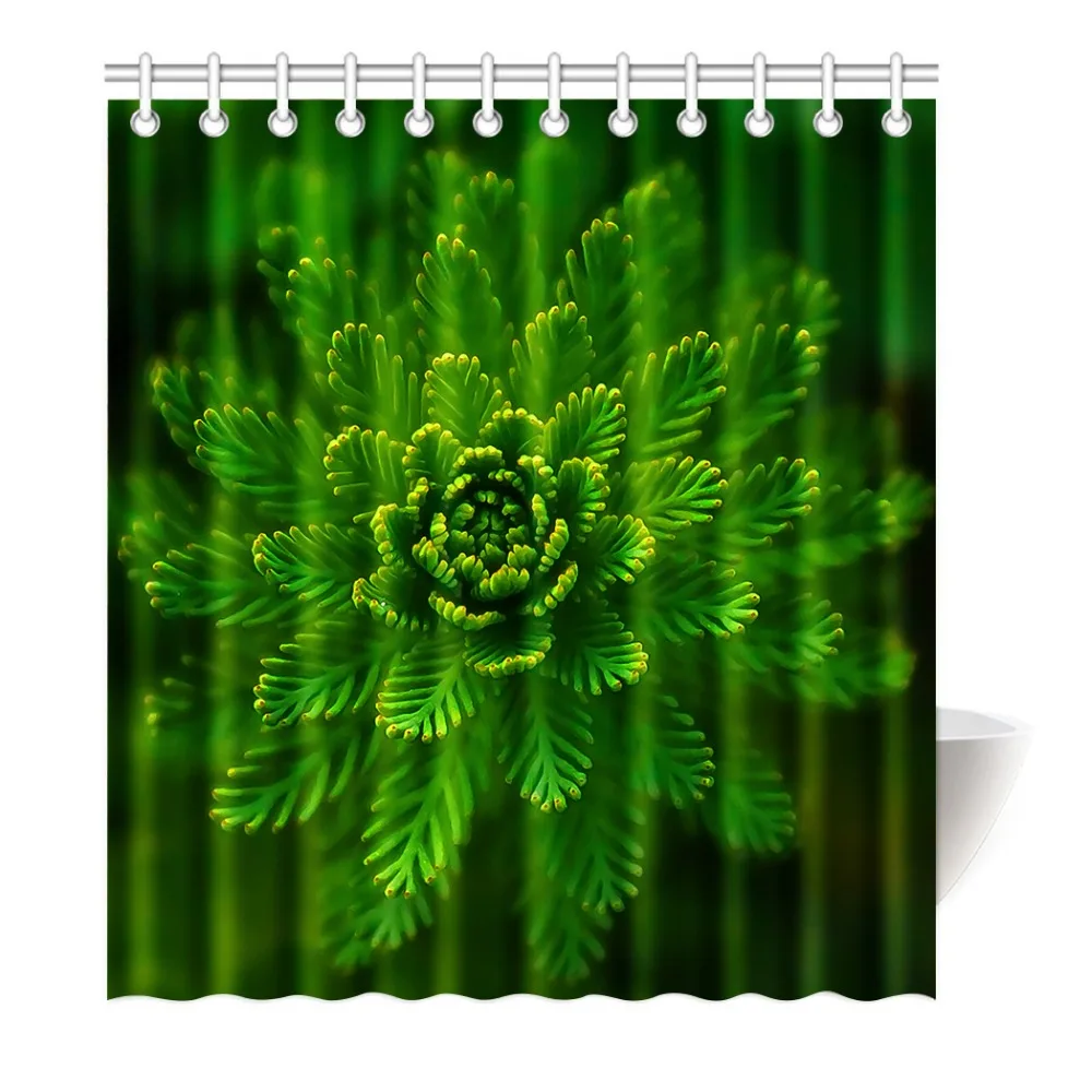 

Shower Curtain Beauty Green plants Waterproof Mildewproof Polyester Fabric Bath Curtain Bathroom