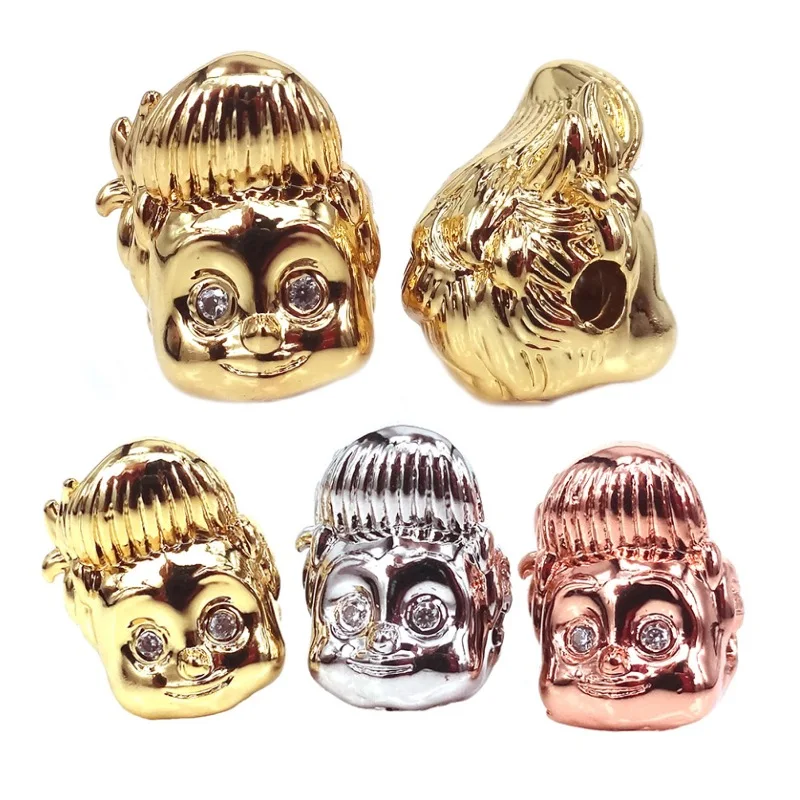 Модные серебристые черные золотые бусины с микро-закрепкой из белого циркона для