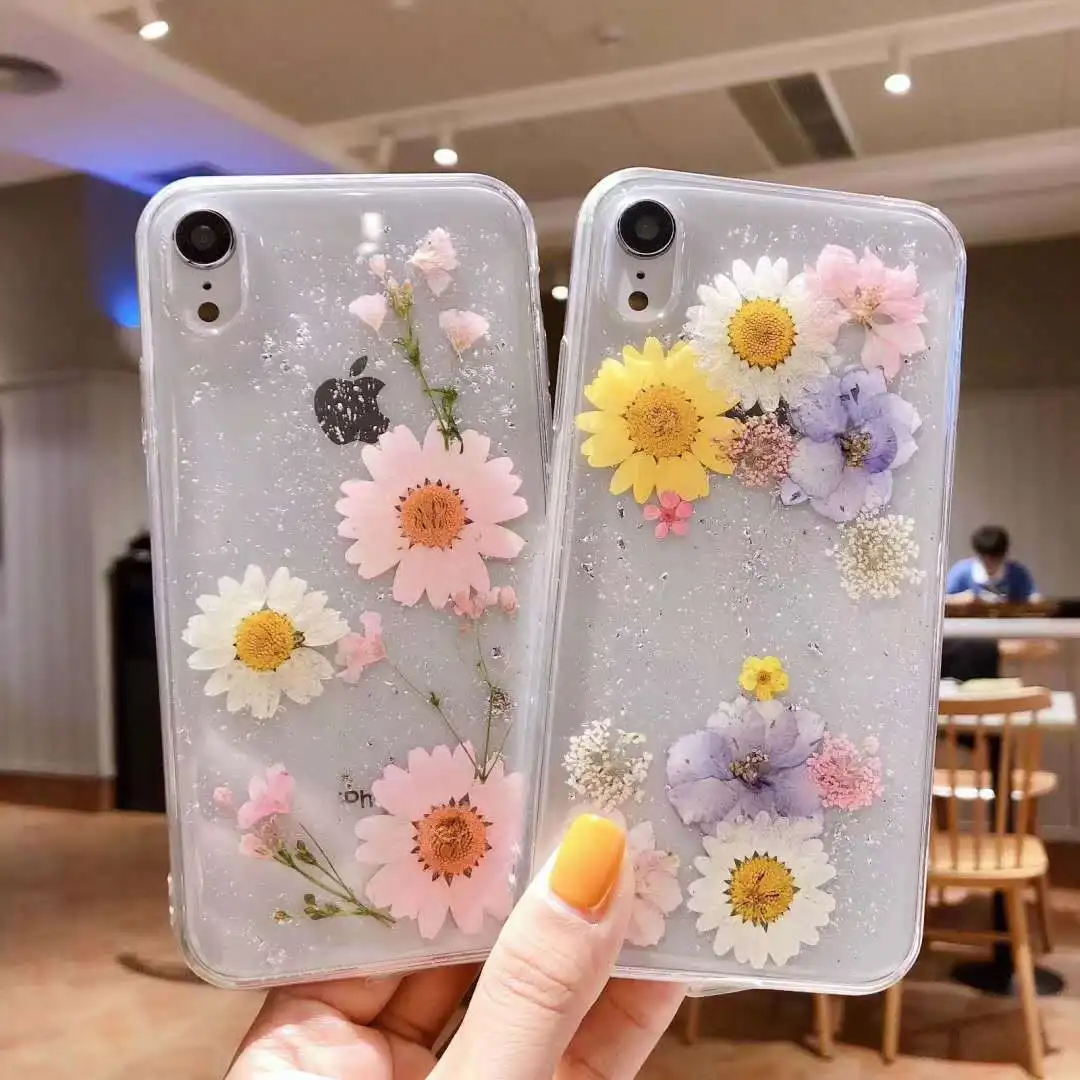 Мягкая задняя крышка из ТПУ с натуральными цветами для iphone X 6 6S 7 8 plus прозрачный