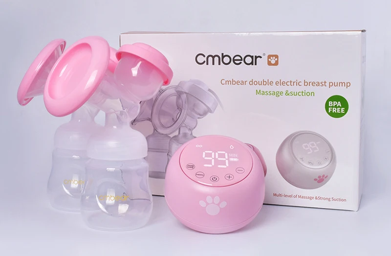 Cmbear, двойной Электрический молокоотсос, мощный, всасывающий, для новорожденных, грудное вскармливание, infantil, USB молокоотсосы с двумя бутылочками