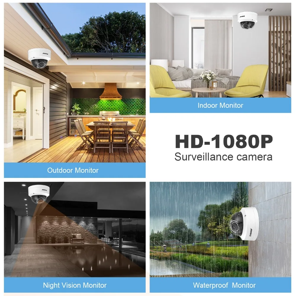 ANNKE 4 шт. 2MP HD POE безопасности IP купольная камера 30 м инфракрасное ночное видение с