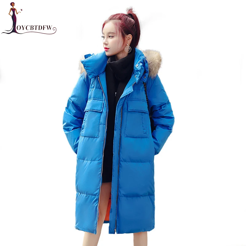 Женский пуховик новинка 2018 свободные длинные пальто модные парки с капюшоном и