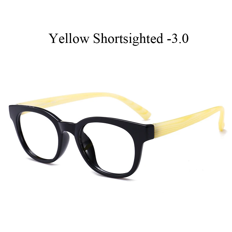 yellow myopia 3.0 Zilead ультралегкое TR90 круглое готовое стекло для близорукости для женщин и мужчин близорукое с диоптрией-1.0to-4,0 - Цвет оправы: yellow myopia 3.0