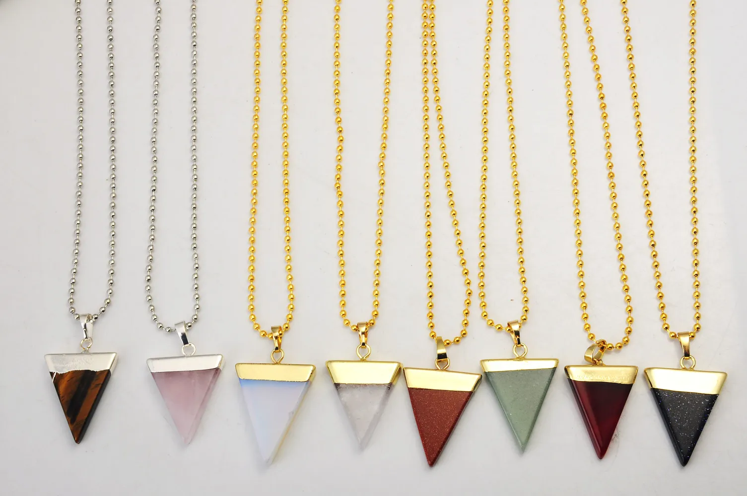 2019 треугольный кулон тигровый глаз с золотыми подвесками ожерелье для девочек