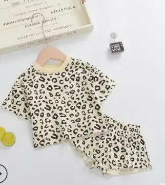 beige MILANCEL/комплект одежды для малышей, футболки и шорты с леопардовым принтом, 2 предмета, одежда для мальчиков, детские спортивные костюмы, одежда для мальчиков - Цвет: beige