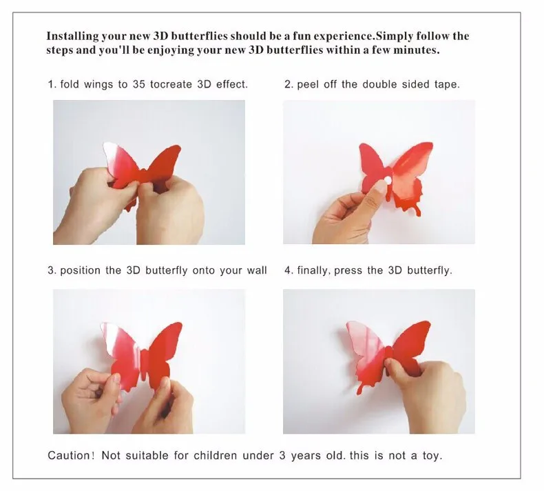 Горячая 12 шт 3D ПВХ Магнит бабочка с клеем для настенного искусства наклейка
