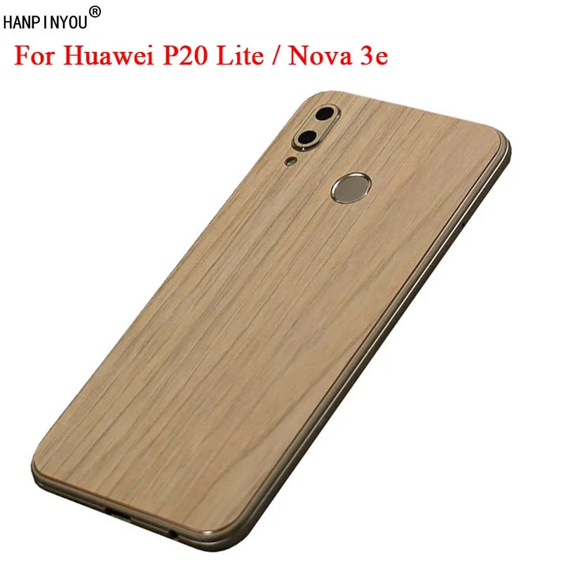 For Huawei P20 Lite / Nova 3e 5.84&quot Fashion Full Back Cover 3D Imitation Wood Grain Protection Skin Decal Sticker (Not a Case) |