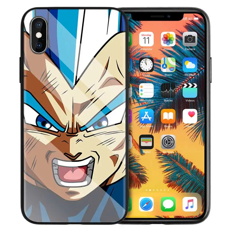 Чехол из закаленного стекла для iPhone 7, чехол для телефона iPhone 8, 6, 6 S, 11, 11 Pro, X, XR, XS MAX Plus, Dragon Ball, Vegeta, манга, мультяшный чехол - Цвет: 08