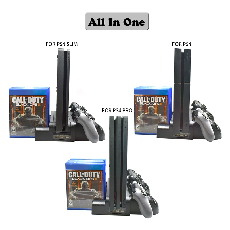 Вертикальная зарядная подставка для контроллеров Playstation 4 PS4/PS4 Slim/PS4 Pro с