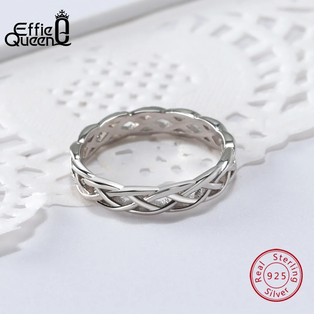 Effie queen, настоящее 925 пробы, серебряные кольца для женщин, скрученное, полое серебряное кольцо, обручальное кольцо, модное ювелирное изделие, подарок BR62