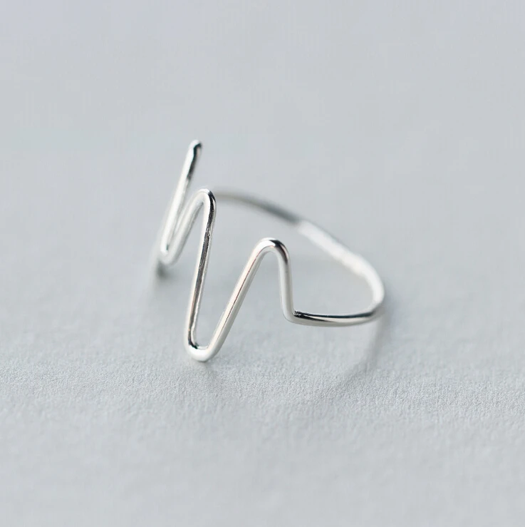 Женское кольцо из цельного стерлингового серебра S92 простое изящное с волнистой